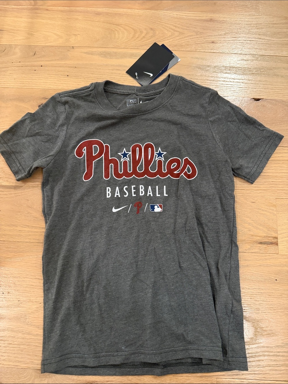 Nike Gray Phillies Baseball Tee with Red Logo